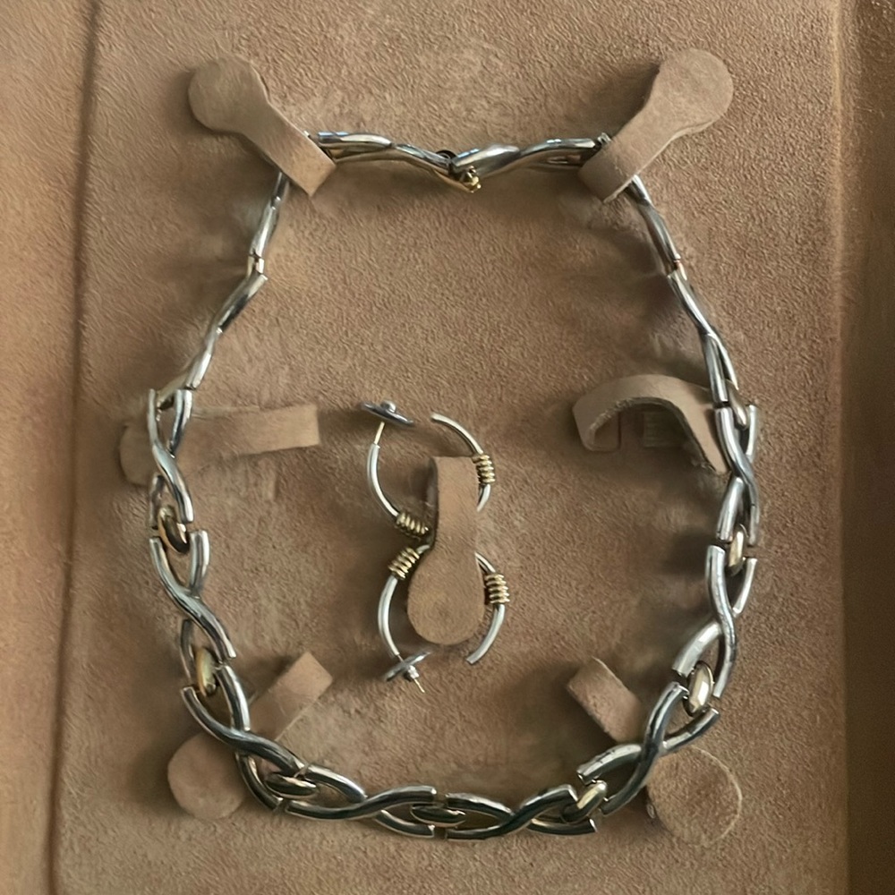 TANE Two Tone Signed Necklace and Earrings